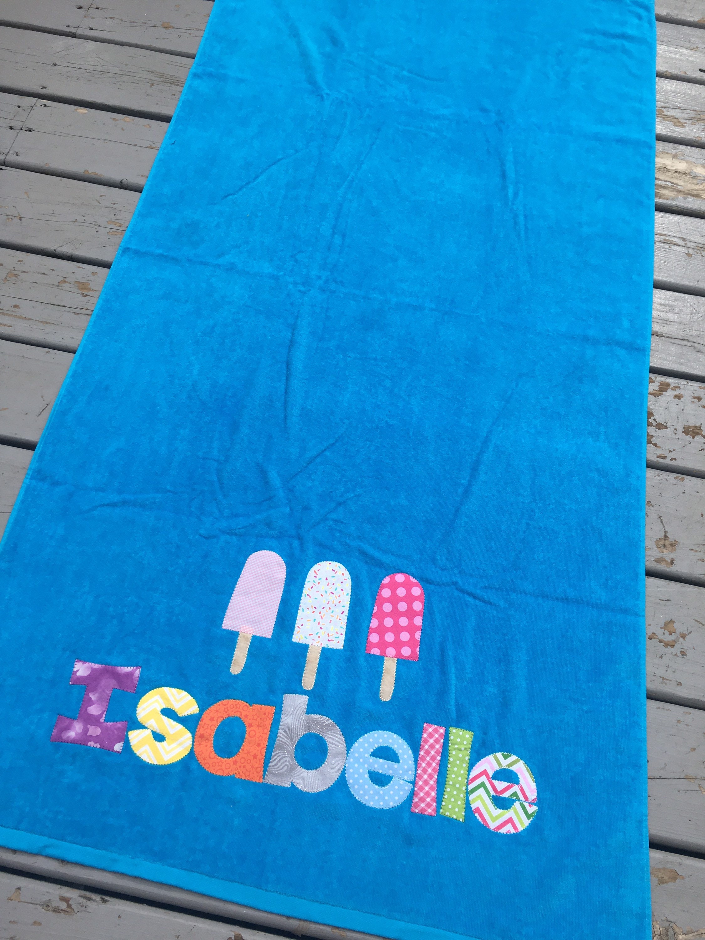 Personalized Beach Towel Gift Set Girls or Boys Popsicle Etsy