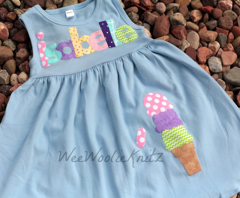 Ice Cream Dress Personalized Summer Dress Toddler 1st 2nd Etsy