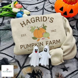 Hagrid Pumpagård Broderad T-shirt Unisex, Bomullströja eller T-shirt S–5XL, Pumpa Höst Halloween Magisk Design