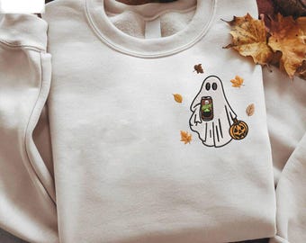 Embroidered Halloween Alani Ghost Pullover, Alani Ghost Sweater, Funny Cute Ghost Alani Sweatshirt, Gift For Alani Lover, Gift for Halloween