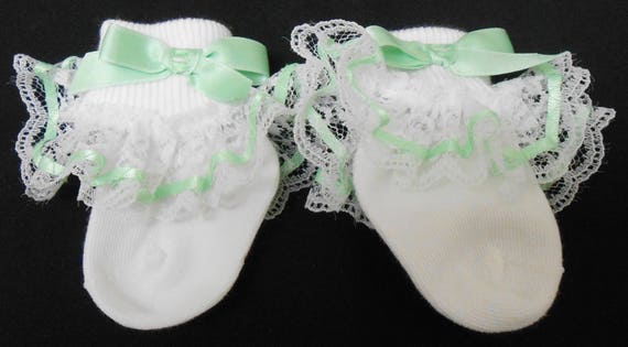 mint green baby socks