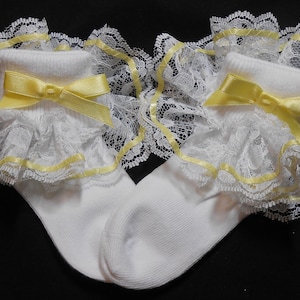 Lacy Socks with Light Yellow Ribbon and wide lace