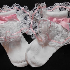 Lacy Socks with Wide Lace and Ribbon detail