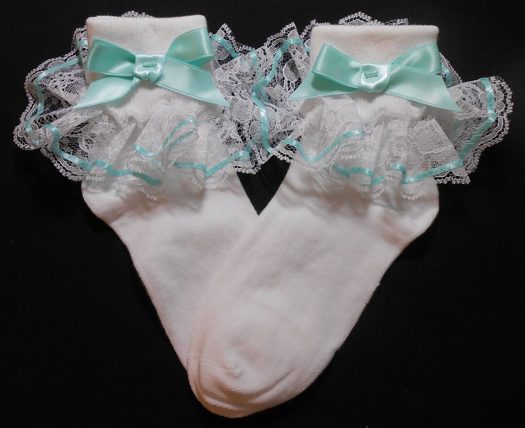 Lacy Socks With Ribbon Detail large Size Pictured Etsy