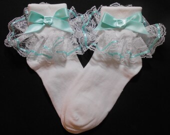 Lacy Socks with ribbon detail (large size pictured)