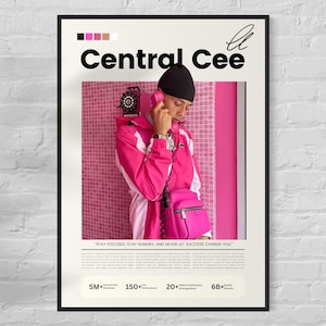 Central Cee wall art - Central Cee poster - pink wall decor - Fashion wall decor
