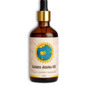 Organic Golden Jojoba Oil – Pure Cold Pressed Unrefined Natural Oil for Face, Skin & Hair, Cleansing Oil and Makeup Remover