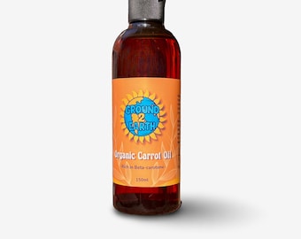 Aceite de zanahoria orgánico – Aceite de girasol con infusión de zanahoria / Rico en betacaroteno / Aceite natural para rostro y cuerpo / Nutre y revitaliza la piel