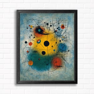 Abstracte cirkels en lijnen schilderij, moderne kleurrijke hedendaagse muurdecoratie, uniek verjaardagscadeau, printbare digitale download