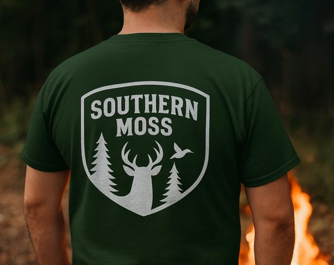 Featured listing image: Southern Moss Outfitters Distressed Hunting Tee | Rugged Outdoor T-Shirt | Deer & Duck Vintage Graphic | Southern Lifestyle Apparel