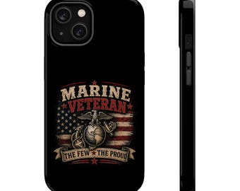 Funda para teléfono con emblema de veterano de la Infantería de Marina / Funda magnética resistente a impactos
