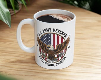 Taza del Ejército de EE. UU. con Águila Patriótica, Taza de Cerámica / Sé Americano, Taza para Veteranos del Ejército, Para Amantes del Café, Día de la Independencia, Decoración del Hogar, 11 oz 15 oz