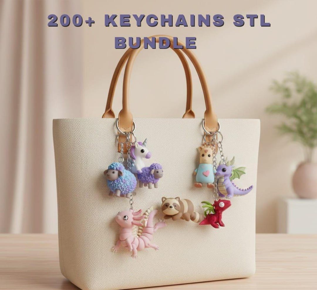 Key Chain File 200+ Articulated Keychain STL Bundle: Flexi 3D Printable Keychain Files ...