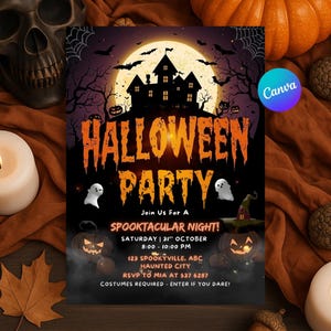 Halloween Party Invitation | Editable Digital Download | Spooky Haunted House Invite | Costume Party Printable