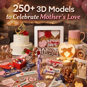 250+ Mors dag STL-paket | Mamma STL-paket | Mor och barn-figurer | Mors dag-present 3D-fil | Giftformom | Mors dag 3D-utskriftsfiler