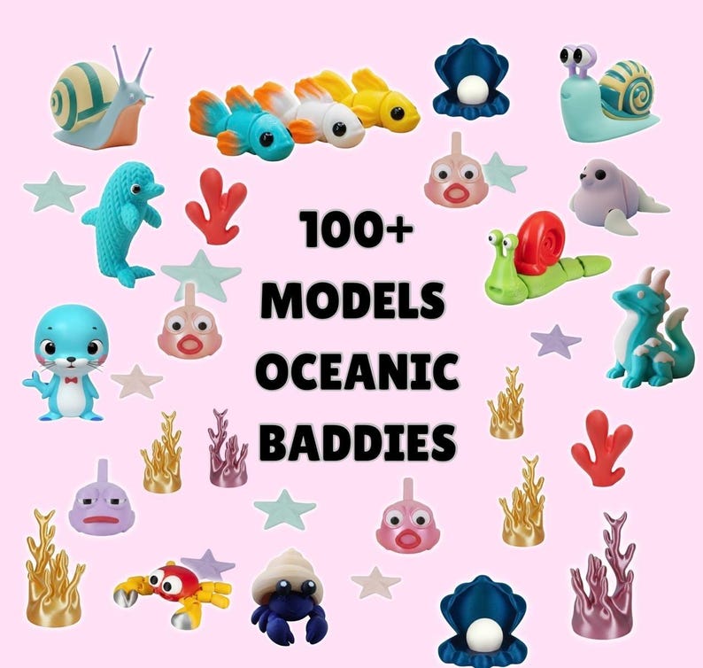 Ocean Miniatures STL Bundle | Flexi Sea Animals, Aquarium Decor ... - Decorative Ocean Creatures For Aquariums