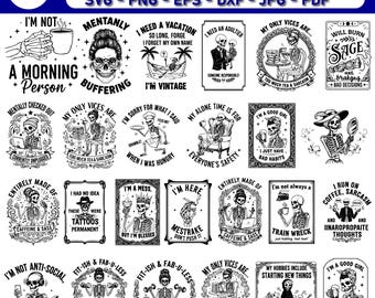 Sarcastic Skulls SVG Bundle – Funny Skeleton Designs (Digital Download)