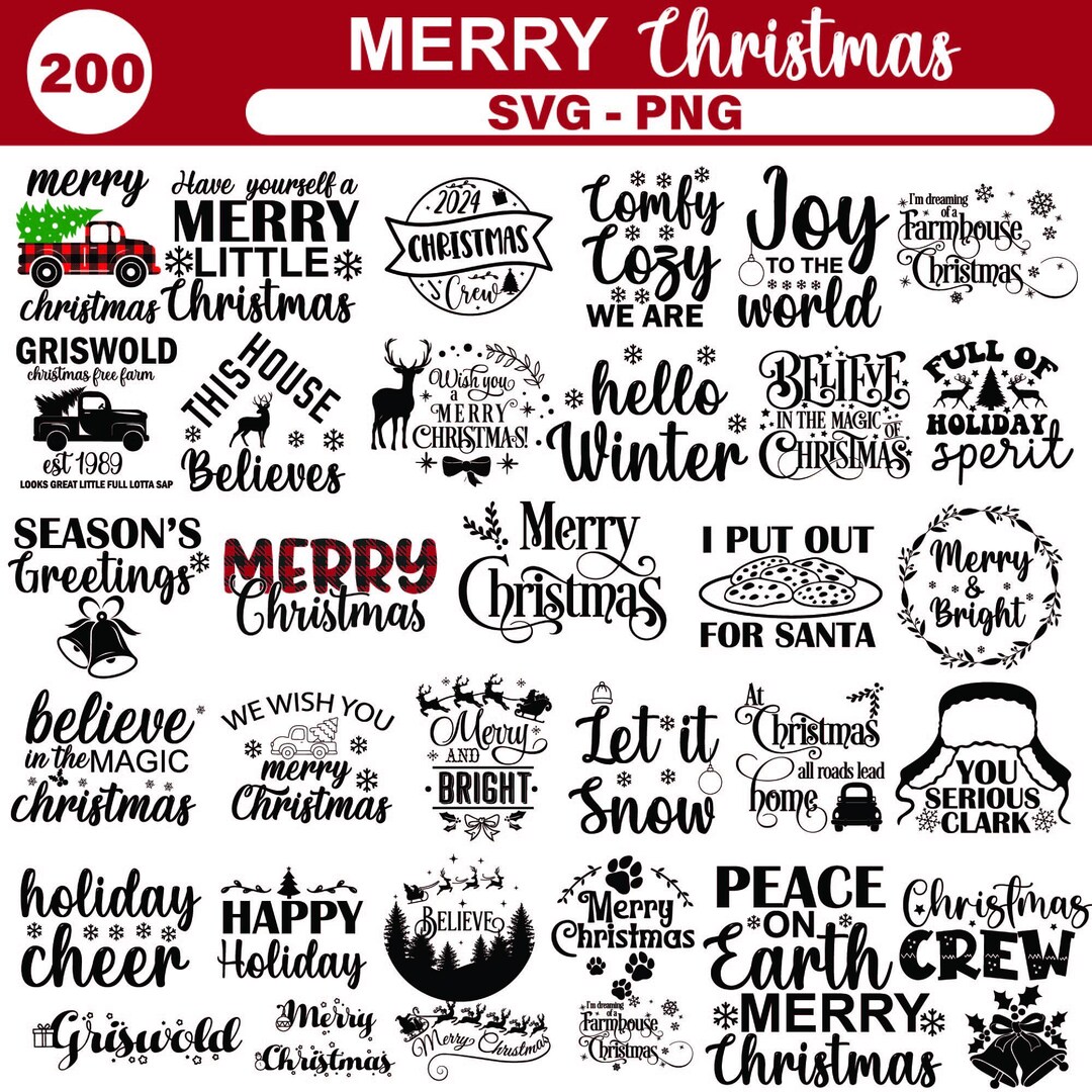 200 Christmas SVG PNG Bundle – Holiday Cut Files (digital Download) - Etsy