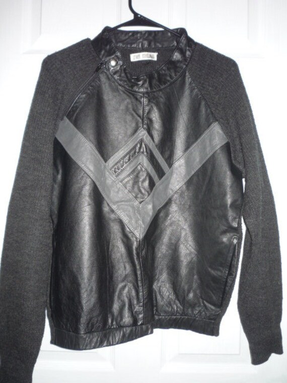 Vintage Unisex Leather & Knit sweater 1980