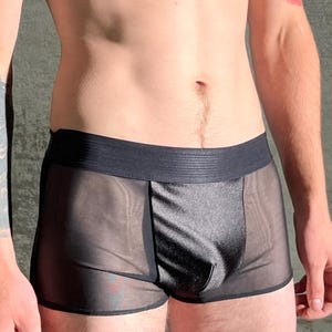 Custom Mesh and Silk Boxer Briefs for Men, Sheer Sissy Underwear, Femboy Lingerie, Handmade XS–5XL