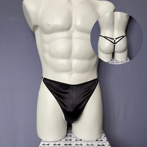 Black silk men&#39;s thongs Male panties Femboy lingerie Gay boyfriend gifts Male femboy clothing Sexy lingerie for queer man