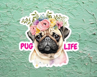 Naklejka winylowa bez pęcherzyków powietrza „Pug Life”