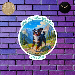 Vinylsticker Berner Sennenhond Wanderer