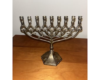 Vintage Brass Menorah 8.5 Inch Wide By 7 Inch High
