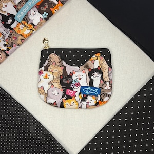 Handmade Cat Coin Purse, Cute Cat Card Holder, Kawaii Zipper Pouch, Small Wallet for Cat Lovers, Perfect Gift