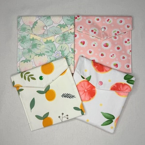 Handmade Cotton Period Pouch, Sanitary Pad Holder, Cute Feminine Care Bag, Fruit Pattern, Discreet Purse for Menstrual Products