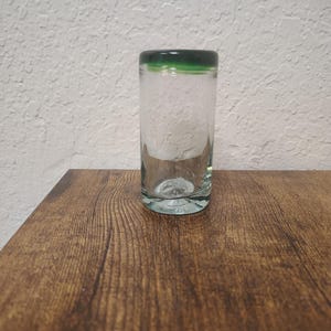 Vintage Hand blown green rim shot glass