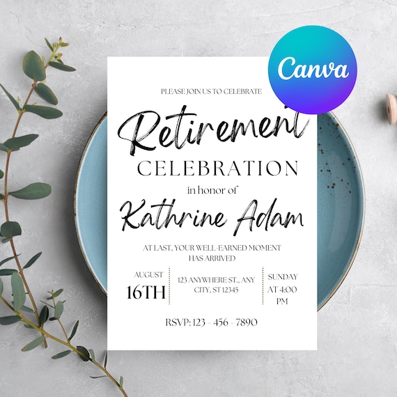 Editable Retirement Party Invitation Template, Printable Minimalist Retirement Invite, Mobile Teacher Retirement, Corporate Retirement Evite
