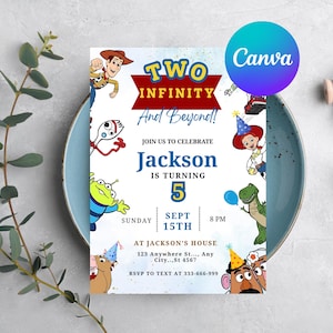 Editable Toy Story Birthday Invitation Template, Birthday Party Invitation, Birthday Editable Canva, Birthday Toy Story Digital Invitation