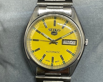Reloj de pulsera Seiko 5 automático, clásico, vintage y renovado, para hombre, con día y fecha.