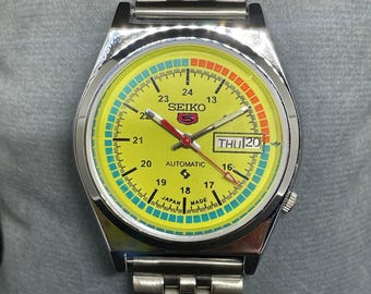 Reloj de pulsera Seiko 5 automático, clásico, vintage y renovado, para hombre, con día y fecha.
