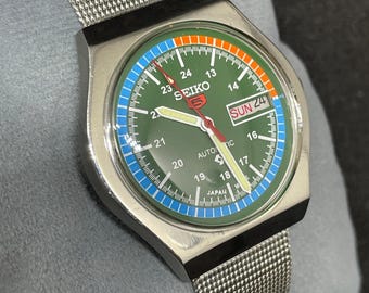 Montre-bracelet Seiko 5 automatique jour/date pour homme, vintage reconditionnée
