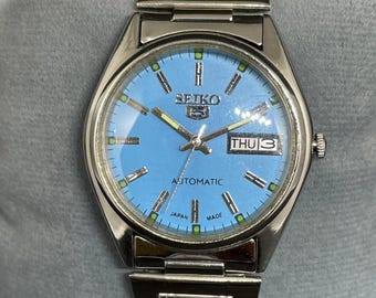 Reloj de pulsera Seiko 5 automático, clásico, vintage y renovado, para hombre, con día y fecha.