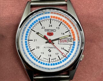 Reloj de pulsera Seiko 5 automático, clásico, vintage y renovado, para hombre, con día y fecha.