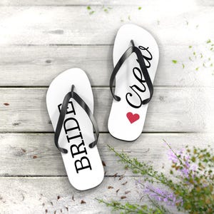 Bride Crew Flip Flops | Wedding Party Sandals | Bridal Shower Gift | Beach Vacation Footwear | Personalized Wedding Flip Flops