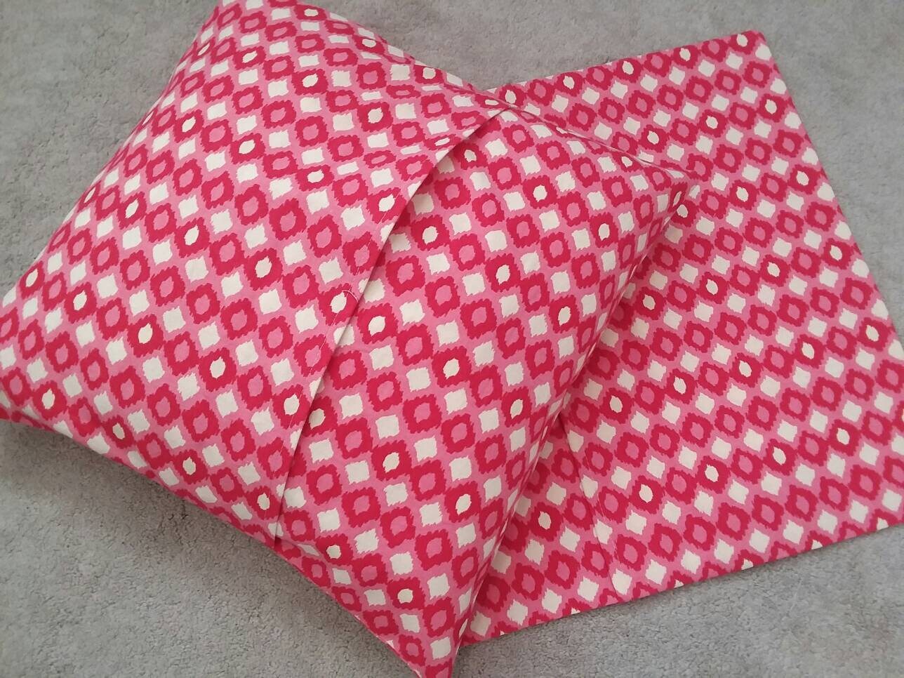 Handmade Decorative Pillow Cover 21x21 Envelope Style Red Pink Etsy