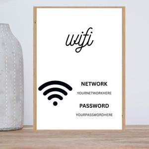 Editable WiFi Password Sign Template: Modern Home or Airbnb (Digital Download)