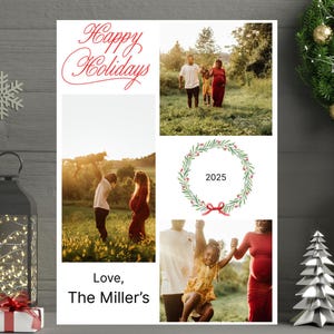 Editable Family Christmas Photo Card Template: Happy Holidays (Digital Download 5x7in Canva Design)