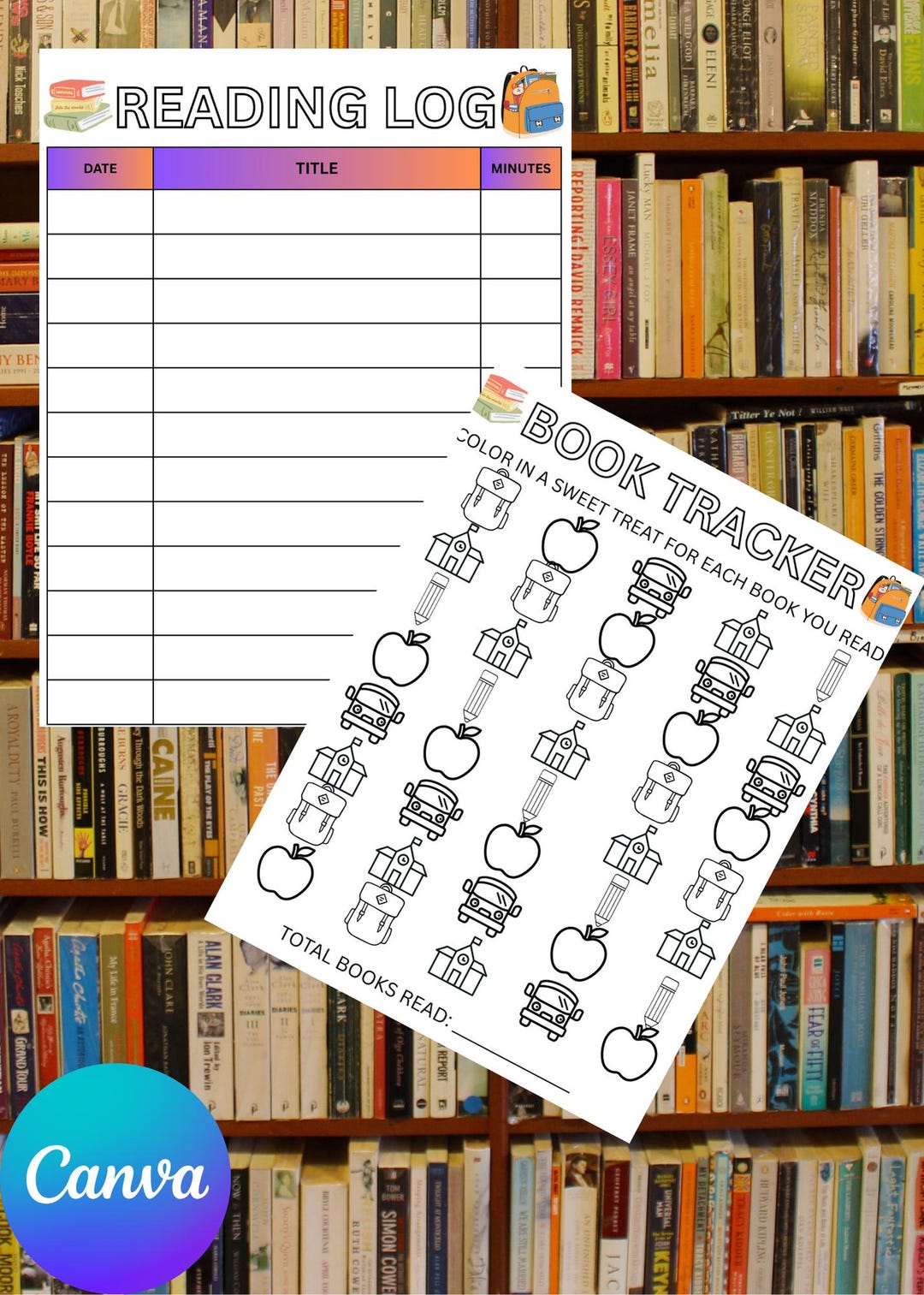Printable Kids Reading Log & Book Tracker | School Theme (PDF Download ...