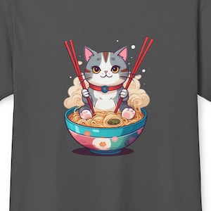 Japanese Ramen Shirt, Vintage Style Ramen T-Shirt, Funny Kawaii Ramen Cat, Anime Lover Gift