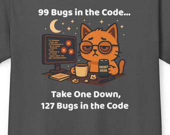 Camiseta divertida de programación - Camiseta con humor de depuración para desarrolladores - Regalo para programadores - Camiseta con meme de gato geek - Regalo tecnológico para programadores