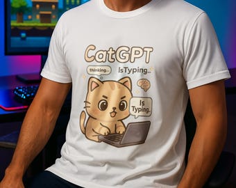 CatGPT Parody Tee: Funny Programmer Anime Cat Shirt