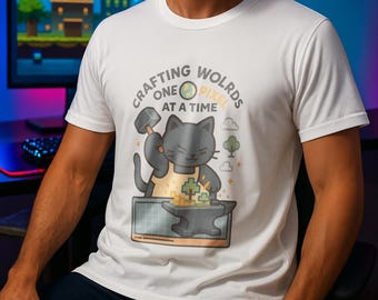 Blacksmith Cat Game Developer T-Shirt: Funny Coding Humor Graphic Tee