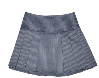 stripe skirt / pinstripe pleated skirt / pinstripe skirt / denim pleated skirt / stripe skirt / pinstripe pleasted skirt / pleasted skirt