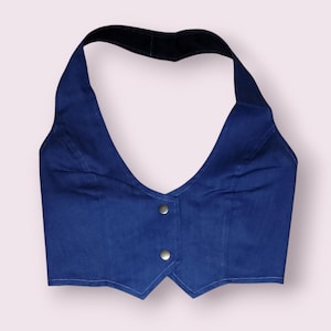 crop denim vest / crop jean vest / mini vest / denim vest / jean vest / vest denim / vest jean rojas clothing