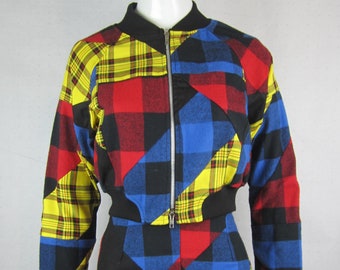 patchwork flannel jacket red flannel jacket crop jacket yellow plaid jacket plaid flannel patchwork  plaid  jacket patchwork plaid jacket